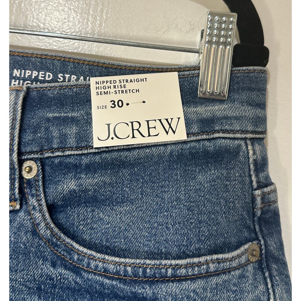 J. Crew Nipped Straight High Rise Jeans Semi-Stretch Charlotte Wash Size 30 NWT - Picture 8 of 16